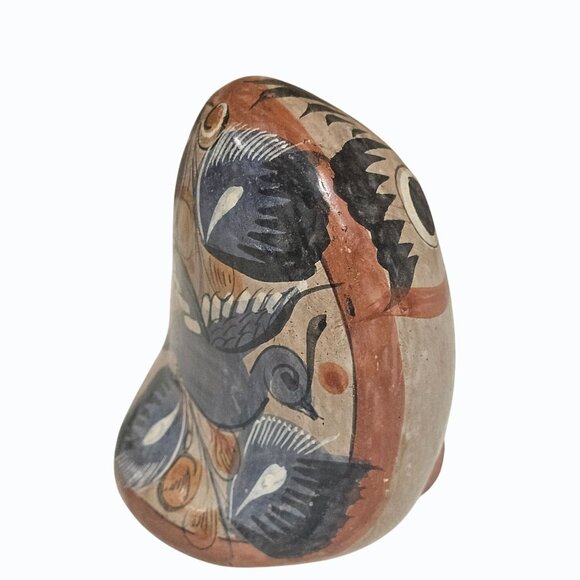 Vtg Mexico Stoneware OWL Bird Figurine Tonala Folk Art Southwestern Decor 4.5" - Picture 9 of 13